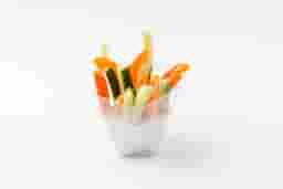 Fresh vegetable appetizer: carrots, bell peppers, celery, cucumbers in Blue Cheese sauce