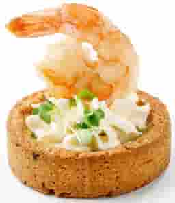 Quiche Lorraine with tiger prawn