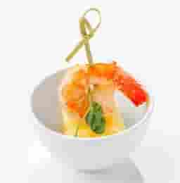 Canape with shrimp and polenta fritta