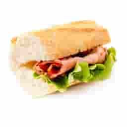 French baguette with bacon and vegetables