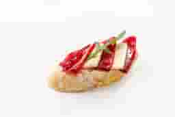 Bruschetta with beet carpaccio and tofu cheese